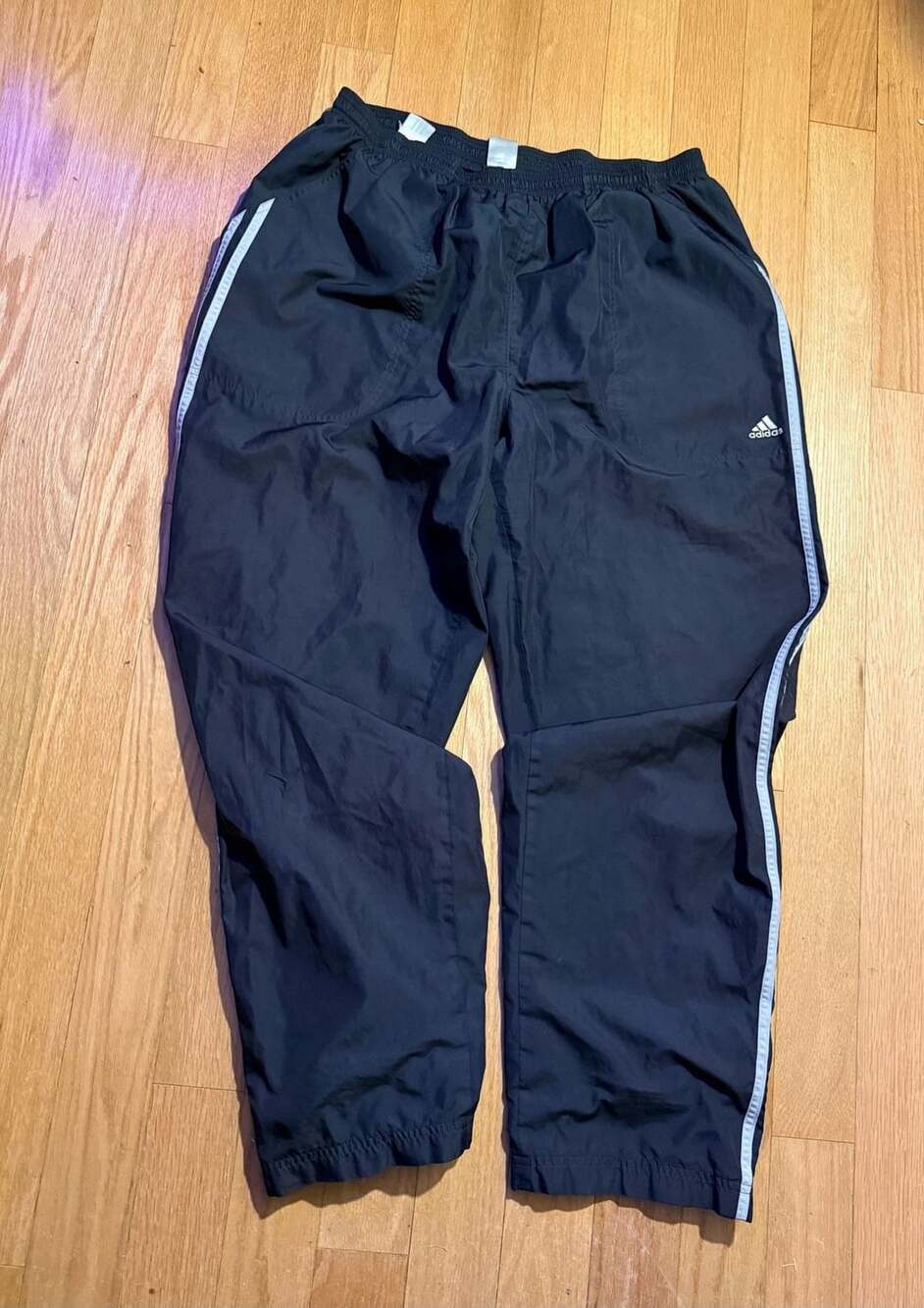 Adidas Track Pants Size XL Black 3 Striped Y2K Joggers